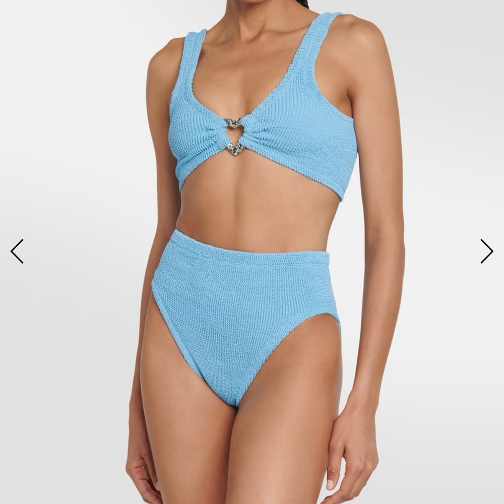 Hunza G Light Blue Textured High-Waist Bikini